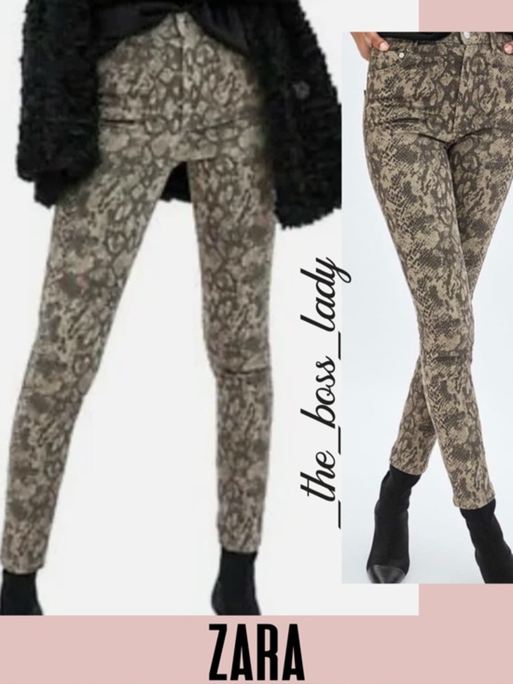 ZARA snakeskin print high rise pants high waisted
